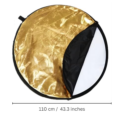 Image of SMILEDRIVE 5-in-1 Photography Reflector 110cm (43 inch) | Collapsible Multi-Disc Light Reflector, Translucent Diffuser, Silver, Gold, White, Black, Carrying Bag Included