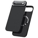 「Bruzaio」iPhone Air用 極薄ケース MagSafe対応 アラミド繊維製 耐衝撃 ワイヤレス充電対応 おしゃれ アイフォンairケース付けてないような手触り (600D 黒/グレー）