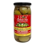 Dolce Vita Halkidiki Pitted Olives, 200g | Greek Green Olives Without Seeds | Ready to Eat | Ideal for Stuffing and paring with Salads or Gourmet Platters