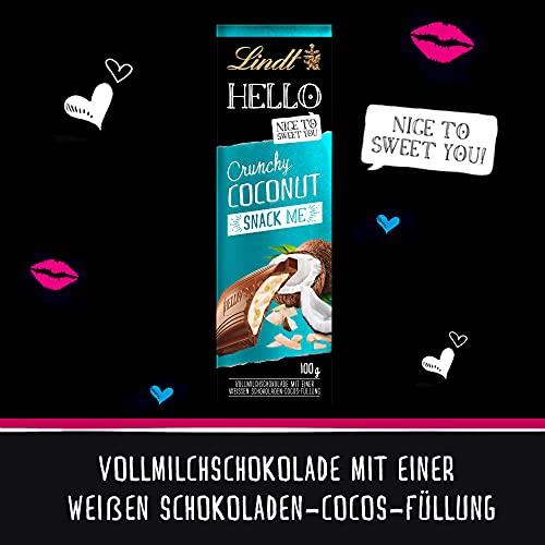 Lindt Schokolade HELLO Crunchy Coconut | 100 g Tafel | Vollmilch-Schokolade mit einer weißen Schokoladen-Kokos-Füllung… – Bild 3