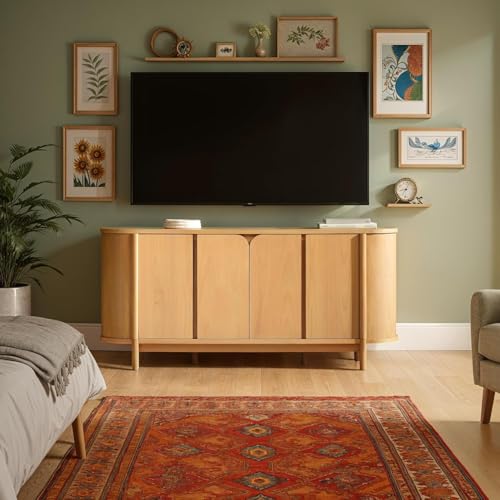 Walker Edison Ezra 70' Curved Sideboard Cabinet - Natural