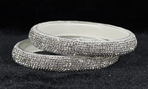 Image of NMII Glass with Zircon Gemstone and Glitter Kada Set For Women and Girls