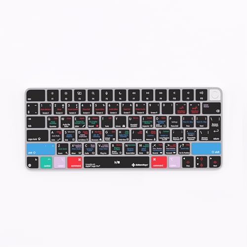Editors Keys Logic Pro - Funda para teclado Apple Magic Keyboard, piel protectora de silicona con atajos Logic Pro, compatible con modelos no numéricos TouchID y Non-TouchID
