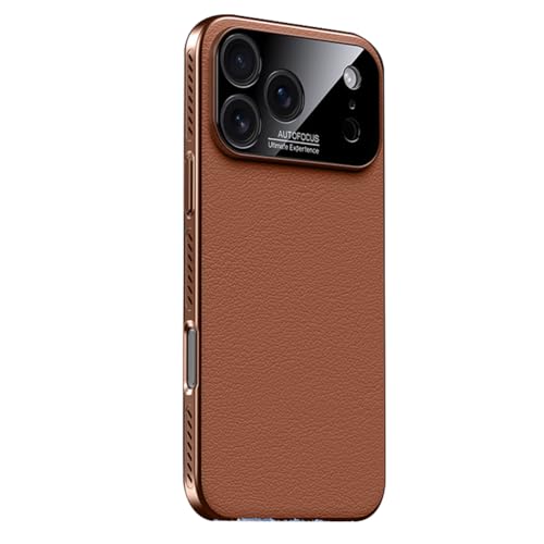 XINYANDIN 適用対象iPhone 17 Pro Max/17 Pro/17 Air/17用マグネットケース、スリム電着レザー放熱ケース一体型レンズ保護カバー,ブラウン,17