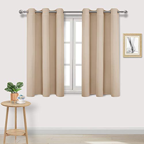 Image of DWCN Beige Blackout Curtains Room Darkening Grommet Thermal Insulated Light Blocking W 42 x L 45 Inch Length Curtain Panels for Bedroom Living Room, Set of 2 Thick Panels