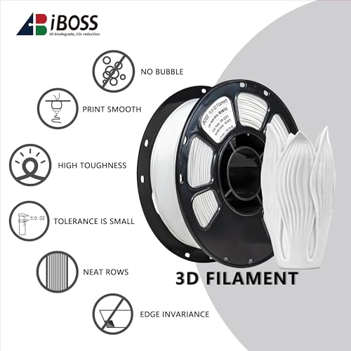 Image of iBOSS PLA Plus Matte 3D Printer Filament 1.75mm, Matte PLA+ 1kg Cardboard Spool (2.2lbs), Dimensional Accuracy + /- 0.02 mm for Most FDM 3D Printers (Matte Ivory White)