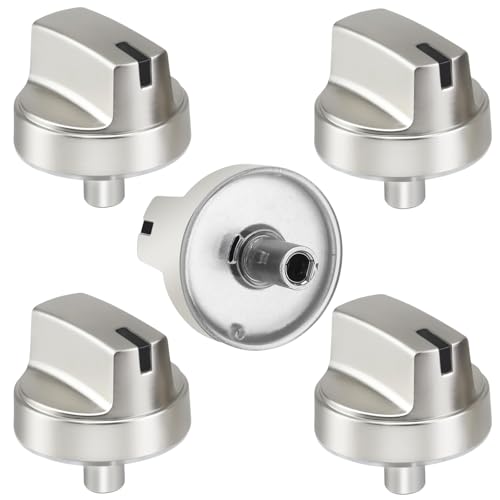 Upgraded (5Pcs) WB03X29315 for GE Gas Stove Knobs Replacements JGP5030SL1SS/ JGP5036SL1SS/ JP3030DJ3BB/ JP3036DL2BB / JP3530DJ3BB Oven Range Burner Cooktop Control Knobs Replace Part