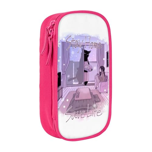 For デキる猫は今日も憂鬱 福沢諭吉21ペンケース 筆箱 筆入れ 大容量 軽量 筆袋 収納袋 多機能 文具収納 収納袋 化粧品袋 通学小学生子供誕生日プレゼントPink