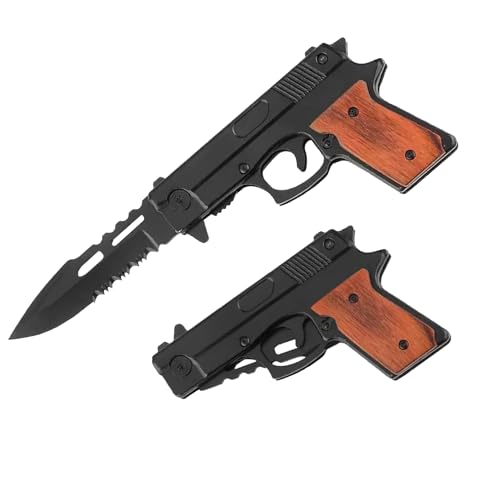 Grombolar Pocket Knife Folding Knife Collectable Knife Cool gadgets Birthday Gifts for Men Women (Black-Wood 2.0)