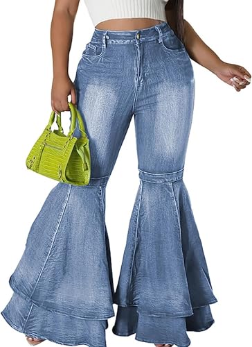 CALEBGAR Cute Bell Bottom Jeans for Women High Waist Flare Jeans
