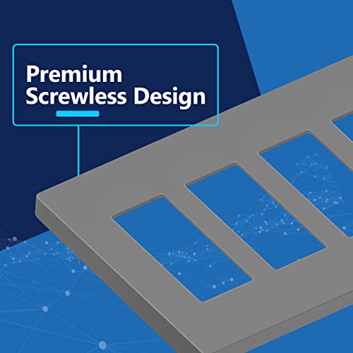 Image of LIDER Decorator Switch Cover, Screwless Wall Plate, Mid-Size 4-Gang 4.88 inch x 8.58 inch, LSWP-34M-GY, UL Listed, Thermoplastic, Matte Gray, 1-Pack