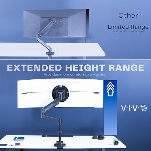 VIVO Heavy Duty Ultrawide Monitor Arm with Pole, 57 inch Screens up to 59.4 lbs, Desk Mount TV and Monitor Stand Designed for Samsung Odyssey Ark, Neo G9, ViewFinity S9, and More, Black, STAND-GT57T by VIVO - Image 9