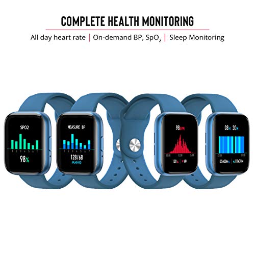 Image of EVOLVES NextFIT Talk Smart Watch with Bluetooth Calling, Mettalic Dial, Multi Sports Modes, 150+ Watch Faces, Fast Charge, Spo2, Stress, Sleep, Heart Rate Monitoring & Waterproof, 10 Days battery life (Blue)