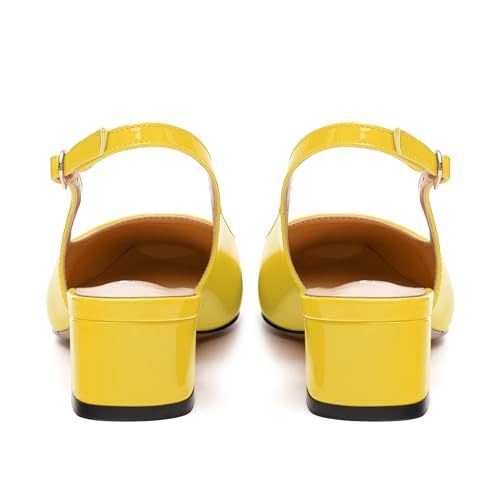 Women's Slingback Pumps, Low Chunky Heels Square Toe Pumps for Women, Block Heels Dress Shoes Closed Toe Comfortable Wedding Work Pump Sandals4