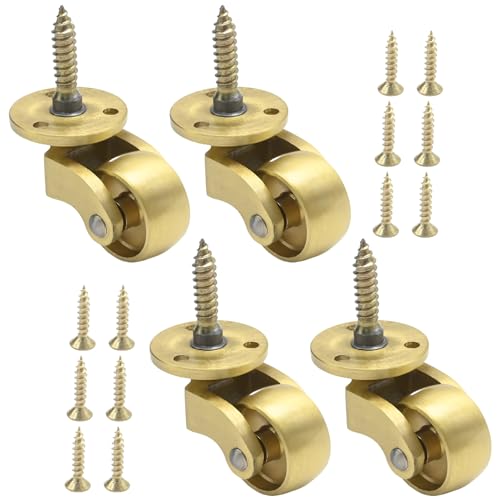 Roulettes pivotantes laiton massif 25mm Hoypeyfiy accessoire meuble vintage