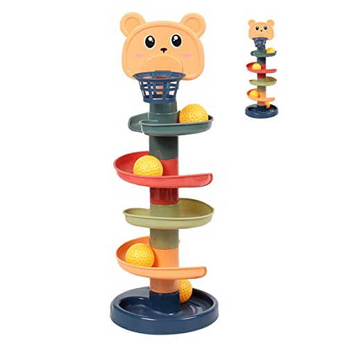 Rosvola Tour de Chute de Balle pour bébé, Couleurs Vives, Tour de Balle Amusante, Interactive, Sûre pour, éducatif pour Les Tout-Petits (5 Couches avec 5 Golfs Taille Libre)