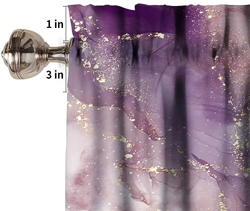 Image of Pink Marble Window Valance Curtain, Purple Maroon Gold Veins Unique Ombre Abstract Modern Luxury Ink Texture Window Valances Treatments for Kitchen Living Room Cafe Decor 54'x18', 1 Panel