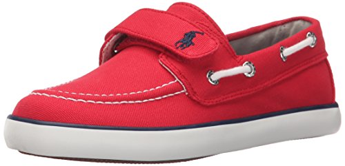 Polo Ralph Lauren Kids unisex-child Sander EZ R Canvas N PP Fashion Sneaker , Red, 8.5 M US Toddler