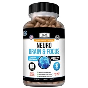 Kaya Naturals Neuro Brain Nootropic Supplement, 60 Count | Memory & Focus Support, Energy Capsule, Concentration & Learning Accuracy, Cognitive Function