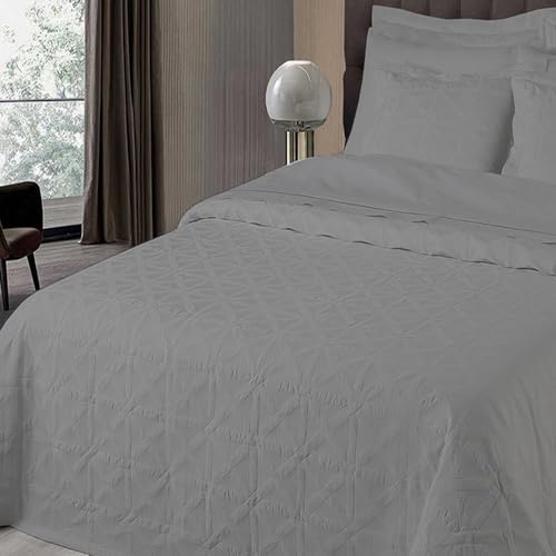 COTTON ARTean Colcha de Verano piqué Ali Gris Tejido Jacquard 80% algodón - 20% poliéster Cama de 150