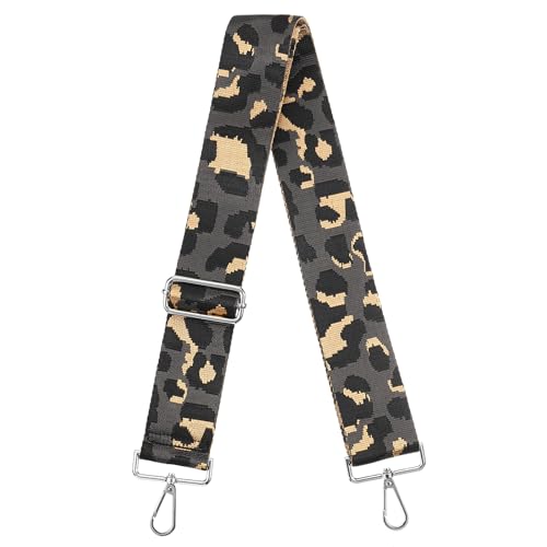 Image of uxcell Purse Strap Replacement, 31-51inch Adjustable Polyester Leopard 2inch Wide Crossbody Shoulder Strap for Handbag Guitar(Grey, Silver Buckle)