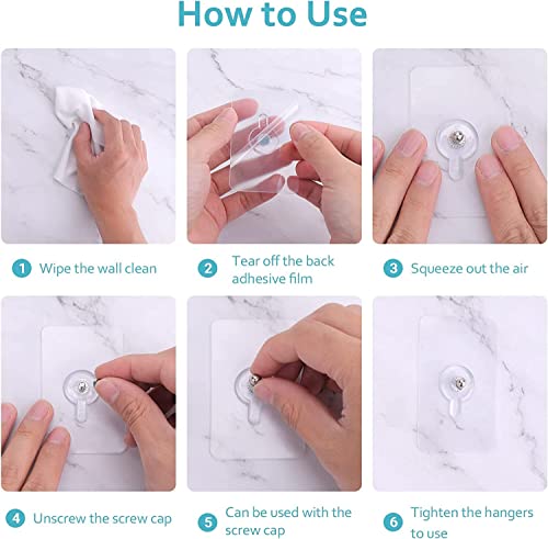 Image of KASHIVAL Self Adhesive Wall Hooks Pack of 20 (10 Flat + 10 Hanging) | Transparent PVC & Stainless Steel Hooks | Waterproof No Drill Wall Hooks for Bathroom, Kitchen, Home & Office