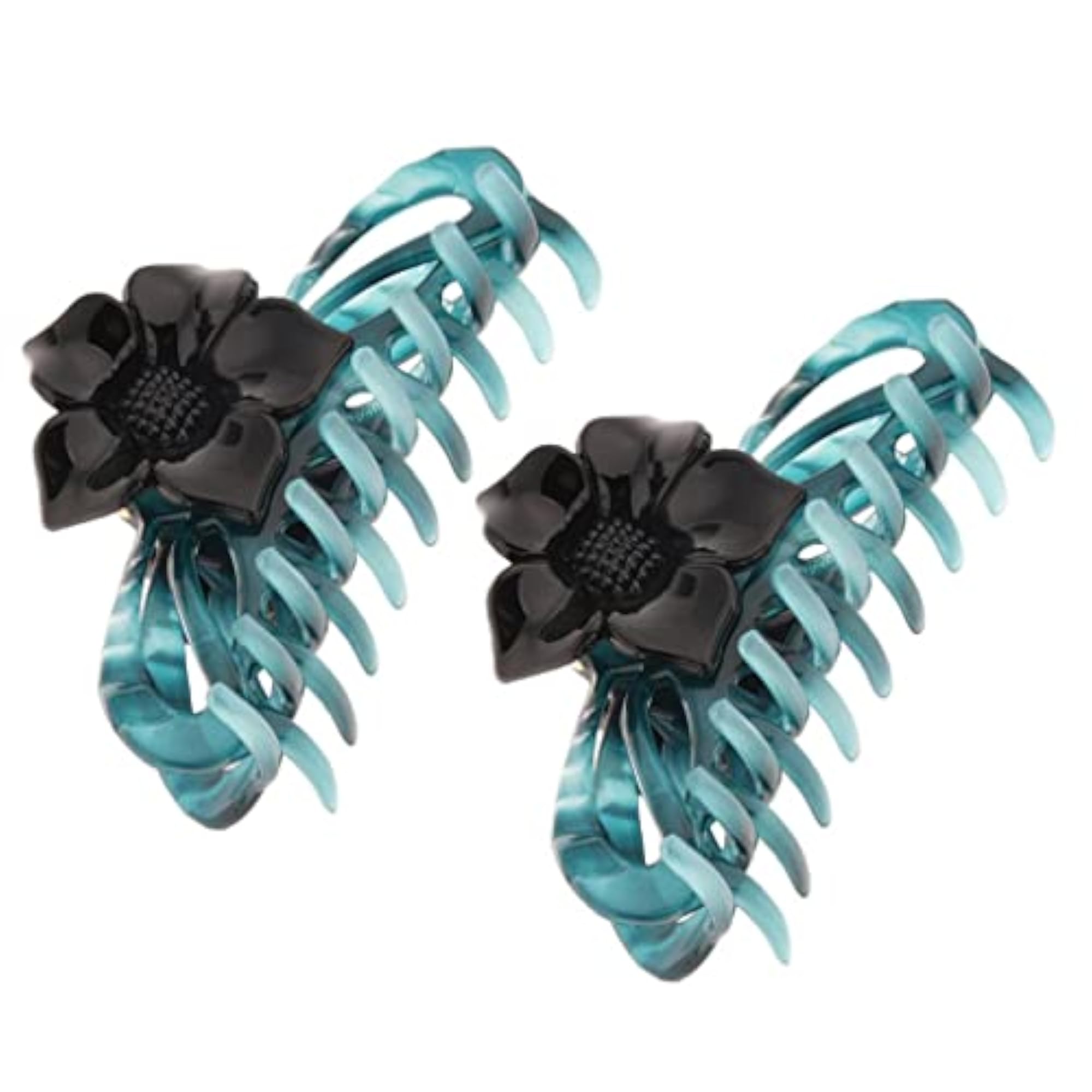 2Pcs Large Flower Hair Claw Clips, Strong Hold, Blue