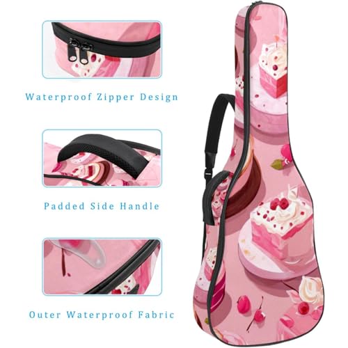 Housse pour guitare acoustique rose étanche grand compartiment accessoires