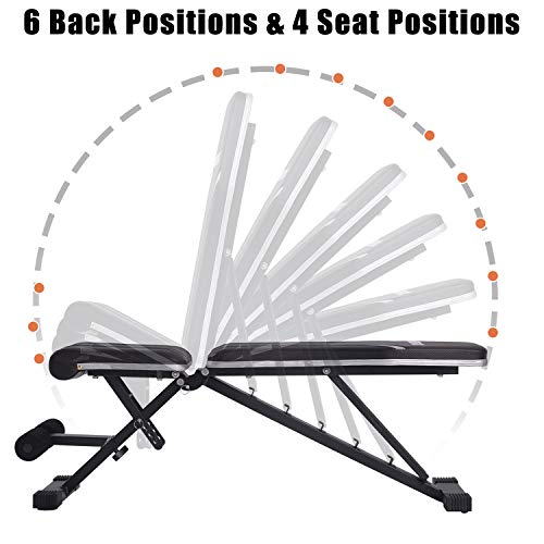 Merax Adjustable Bench,Incline Decline Weight Bench for Full Body Workout, Multi-Purpose Foldable Weight Bench Flat/Incline/Decline Bench