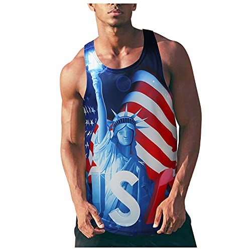 Vest for Men 3D Digital Printing Independence Day Sleeveless Garment Top Casual Loose Blouse Vest for Men 3D Digital Printing Independence Day Sleeveless Garment Top Casual Loose Blouse
