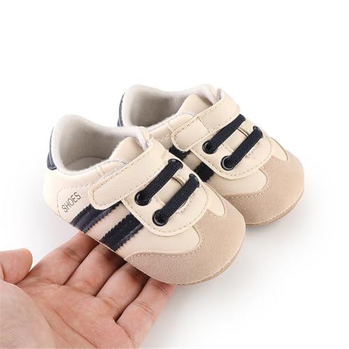 Image of HsdsBebe Baby Boys Girls Pu Leather Hard Bottom Walking Sneakers Toddler Rubber Sole First Walkers Infant Cartoon Slippers Crib Shoes