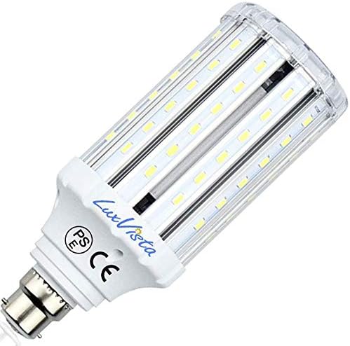 Luxvista 30W B22 LED Corn Light Bulb Daylight 6000K 3000lm BC Bayonet Cap Corn Lamp 250W Halogen Bulb Replacement for Warehouse Garage Barn Backyard Garden Pathway Post Top Street Lighting