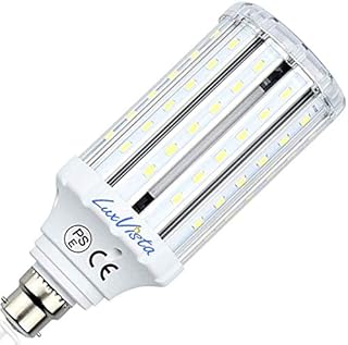 Luxvista 30W B22 LED Corn Light Bulb Daylight 6000K 3000lm BC Bayonet Cap Corn Lamp 250W Halogen Bulb Replacement for Warehouse Garage Barn Backyard Garden Pathway Post Top Street Lighting