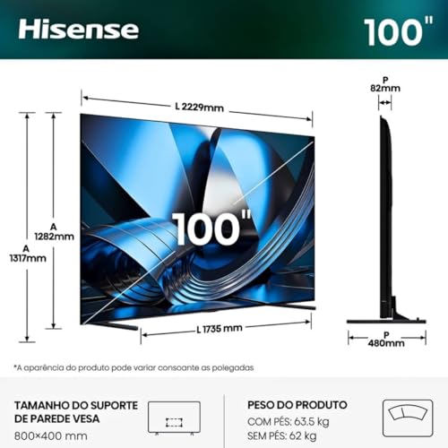 Hisense 100U7SE TV 100 4K Ultra HD Smart TV Wifi 1000 cdm² - vue 4