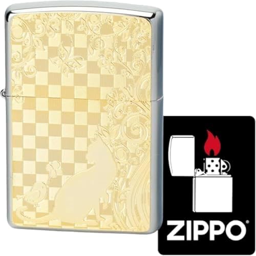 Encendedor Zippo de aceite, diseño gato dorado miniatura 2