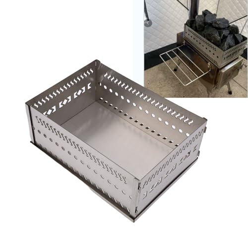 Oreilet Sauna Stein Korb Halter, Edelstahl Sauna Rocks Steins Tand, Holzkohle Feuer Kasten Korb Grill für Holzkohle Holz Brennofen (SL 300)