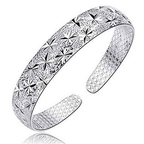 Bracelet réglable mode en argent sterling 925 femme avec étoiles gravées QHQQXN MOCHAMIK