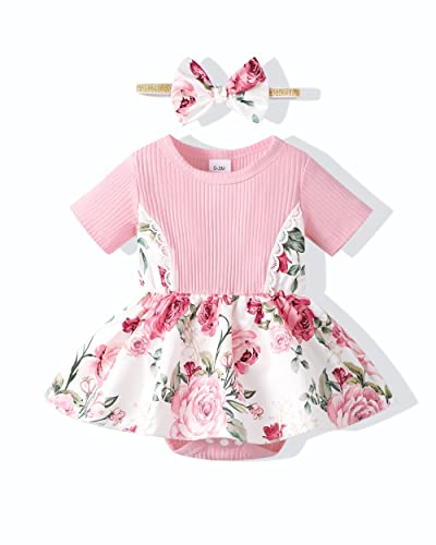 Image of Renotemy Newborn Infant Baby Girl Clothes Rompers Summer Jumpsuits Short Sleeve Romper Infant Baby Clothes Girl