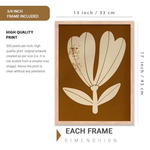 Image of kotart Botanical Art Home Decoration Painting | Floral Aesthetic Paintings With Frame For Living Room Bed Room Hotel Wall Decor Digital Reprint Set of 3 (13X17 inch)