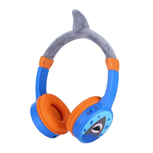 JBUNION Kids Headphones Wireless Bluetooth Headphones for Kids with 85dB Volume Limited, Shark Style, 3.5mm Wired Toddlers Boys Children Headset for School/iPad/Tablet/Travel