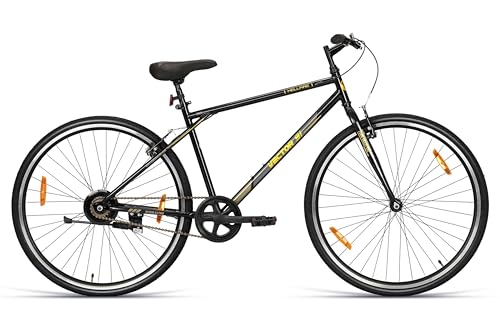 Image of Unisex Ninety One Hellfire 700C Hybrid Rigid Single Speed Cycle in 29 inch Wheel Size with Extra Slim Tyres, Black,19 Inches