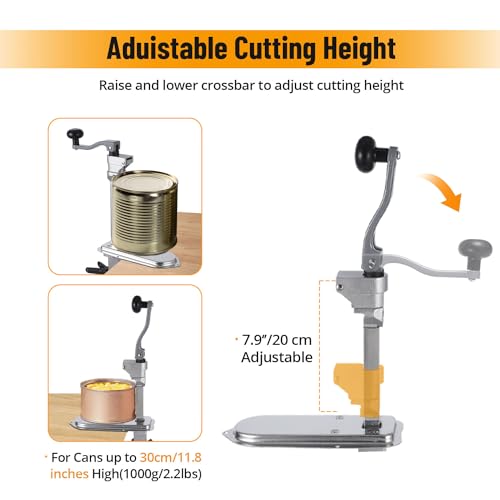 Manual Table Can Opener, Heavy Duty Commercial Countertop Can Opener, with Stainless Steel Blade and Plated Steel Base, Opener for Cans Up to 12” - Image 5