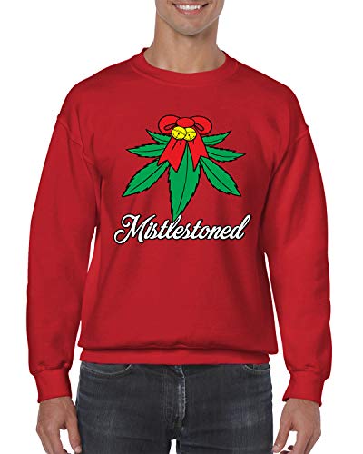 SpiritForged Apparel Mistlestoned Crewneck Sweater, Red Medium