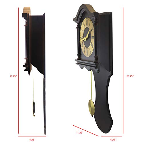 Bedford Clock Collection Bed1712 Wall Clock With Pendulum And Chimes, Chocolate Wood #TOP4
