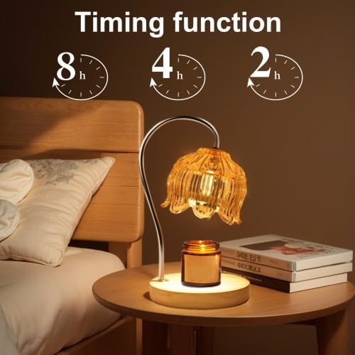 Jinlaili Lampe Chauffe-Bougie Électrique Parfumée avec Minuterie et Gradateur, Lampe à Bougie Vintage, Dimmable