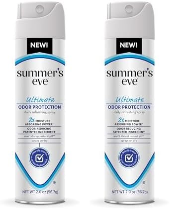 Summer's Eve, Ultimate Odor Control, Feminine Spray for Odor Protection, Talc-Free, Absorbs Moisture, 2 oz (Pack of 2)