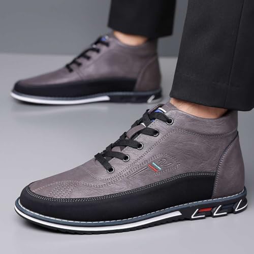 Image of Men's Casual Dress Boots Motorcycle Boots Plus Size Ankle Boots Lace Up Fashion Leather Boots Business Wedding Party Shoes