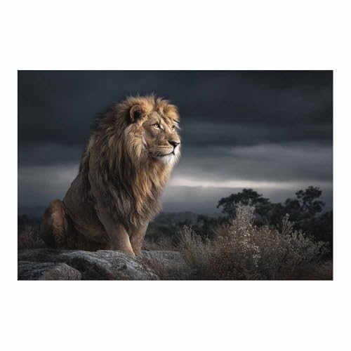Toile lion abstrait marron 70x100cm solution ideale pour habiller un mur vide sans cadre