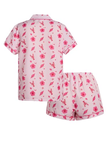 Image of Verdusa Pajamas For Women Set 2 Piece Cute Pjs Sleepwear Lounge Sets | Pj Sets For Woman, Button Down Shirts With Pajama Shorts, Cute Print, Comfy Sets
