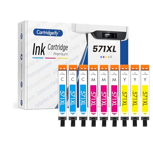 Cartridgeify 9X CLI-571XL Farbe Druckerpatronen Kompatibel mit Canon CLI-571 Patronen Multipack, für MG5750 MG5751 MG5752 MG5753 MG6850 MG6853 MG7750 MG7751 MG7752 MG7753 TS5050 TS5055 TS5053